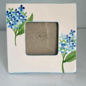 Tradewind Bay Botanicals Picture Frame Ceramic Blue Floral 4X4 Cottagecore READ